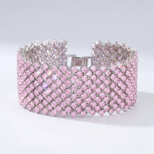 Blush Pave Mesh Cuff Bracelet — clean product shot