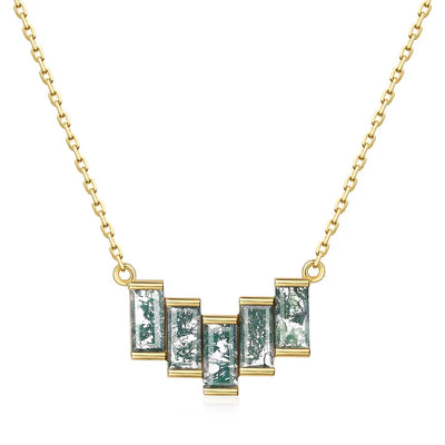 Forest Kite Moss Agate Pendant Necklace — kite-cut natural green moss agate in sterling silver