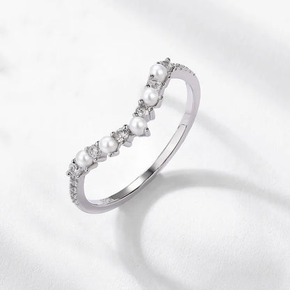 Crescent Moon Alexandrite Bridal Ring Set — pear-cut lab-created alexandrite two-ring set in rhodium-plated sterling silver, view 6 of 6
