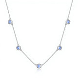 Blue Moonlight Moonstone Charm Necklace — round brilliant-cut moonstone charm in rhodium-plated sterling silver