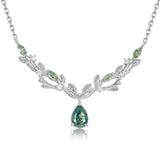 Vine Branch Moss Agate Teardrop Necklace — teardrop natural moss agate in sterling silver vine work