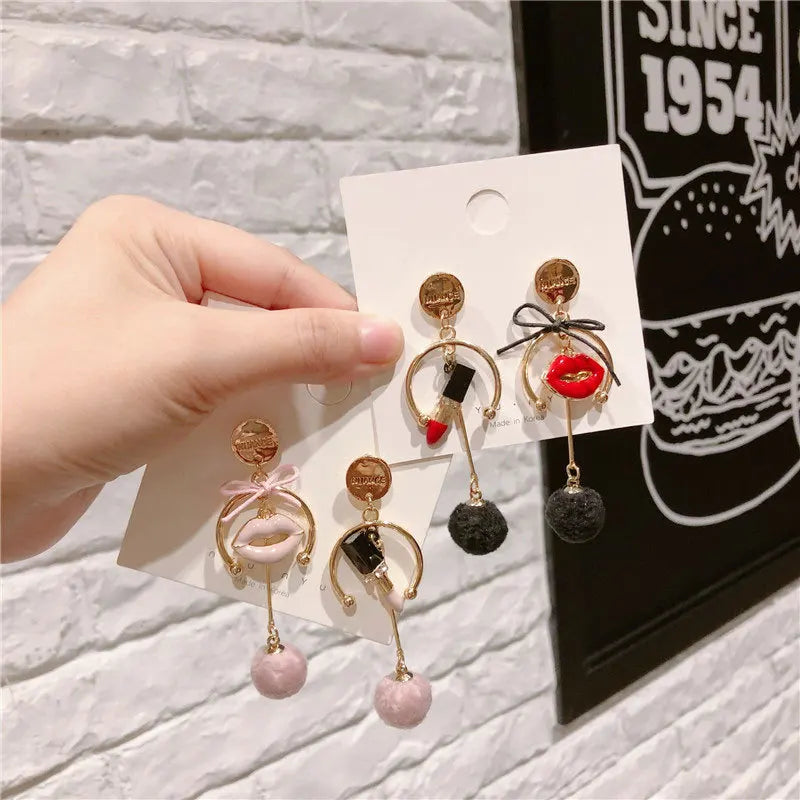 Women earring cc style ladies Vintage Black Camellia Earrings with rhinestone Fashion Earrings with Simple Bowknot Earrings