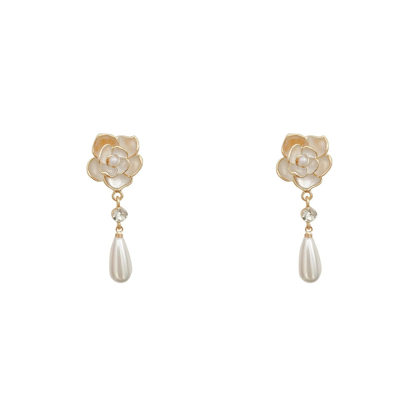 Women earring cc style ladies Vintage Black Camellia Earrings with rhinestone Fashion Earrings with Simple Bowknot Earrings