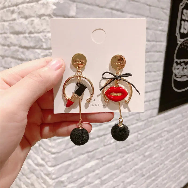 Women earring cc style ladies Vintage Black Camellia Earrings with rhinestone Fashion Earrings with Simple Bowknot Earrings