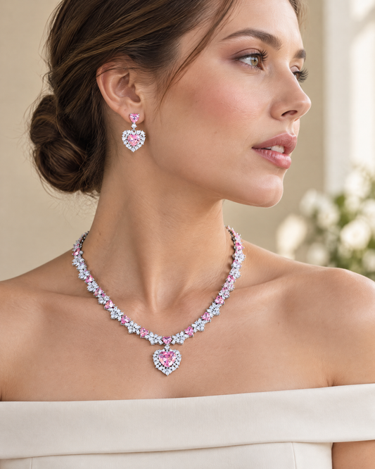 Pink Heart Pendant Necklace lifestyle shot
