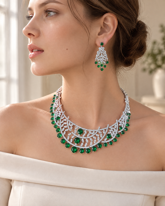Emerald Collar Statement Necklace lifestyle shot