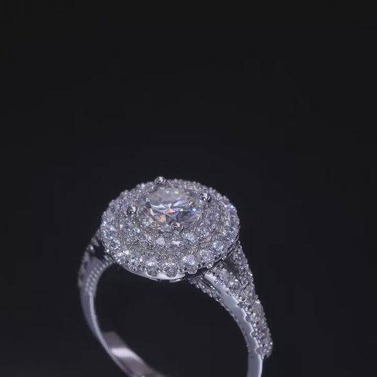 Double Halo Moissanite Engagement Ring — product video