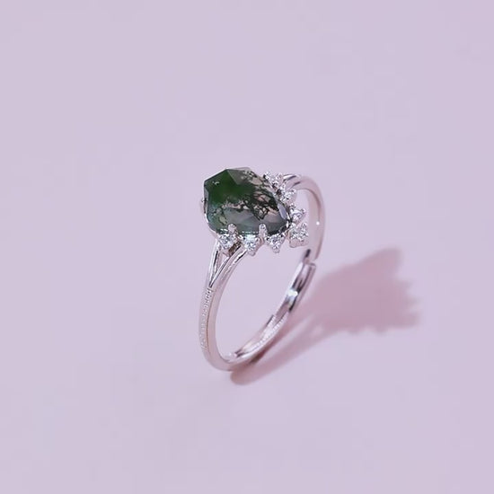 Cabochon Moss Agate Adjustable Ring — product video
