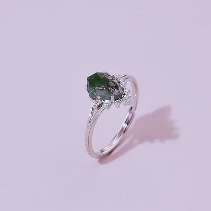 Cabochon Moss Agate Adjustable Ring — product video