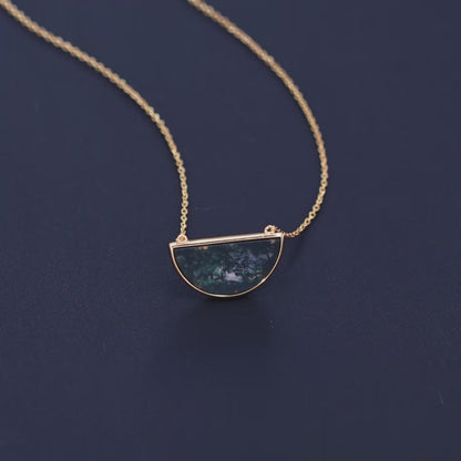 Half Circle Moss Agate Bar Necklace — product video