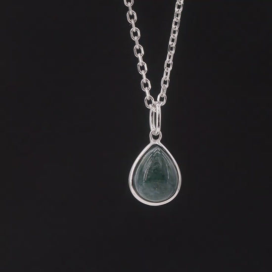 Teardrop Moss Agate Pendant Necklace — product video